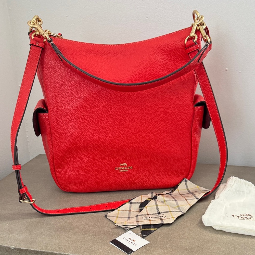 Coach Pennie Vibrant Red Leather Shoulder Bag